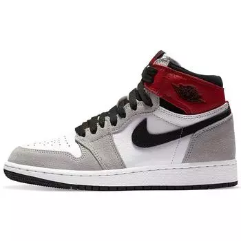 Детские кроссовки Air Jordan 1 Retro High OG GS Smoke Grey Белый Черный Светло-Дымчато-Серый 575441-126