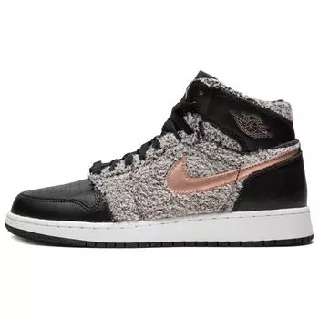 Детские кроссовки Air Jordan 1 Retro High GS Fleece Черный металлик-красно-бронзовый 332148-022