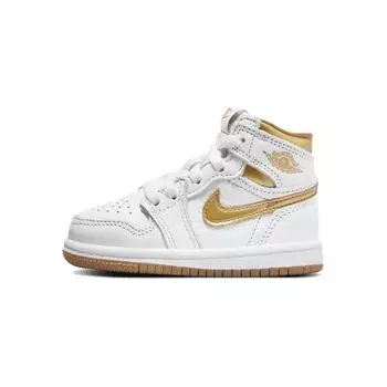 Детские кроссовки Air Jordan 1 Retro High OG TD Metallic Gold White Gum-Light-Brown FD2598-107 23.5