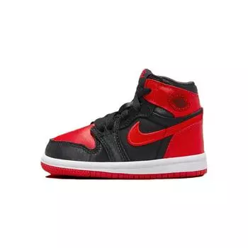 Детские кроссовки Air Jordan 1 Retro High OG TD Satin Bred 2023 Black University-Red White FD5305-061 25