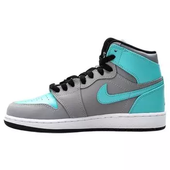 Детские кроссовки Air Jordan 1 Retro High GS Tide Pool Серый волк-серый tide-pool-синий-горячий-лава-черный 332148-027