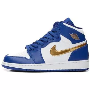 Детские кроссовки Air Jordan 1 Retro High BG Deep Royal Blue Metallic-Gld-Cn-White-In 705300-406