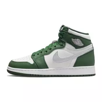 Детские кроссовки Air Jordan 1 Retro High OG GS Gorge Green Metallic-Silver White 575441-303 36