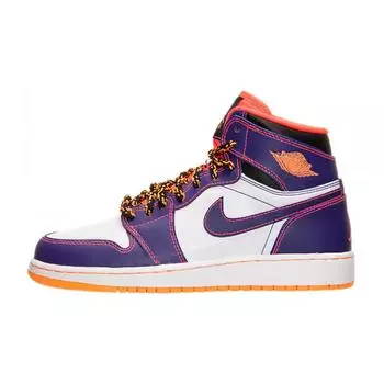 Детские кроссовки Air Jordan 1 Retro High GS Tasmanian Devil Purple Court-Purple Ярко-Малиновый-Бело-Коричневый 705300-507