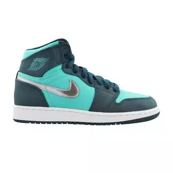 Детские кроссовки Air Jordan 1 Retro High GS Hyper Jade Синие Средне-Зеленые 332148-318