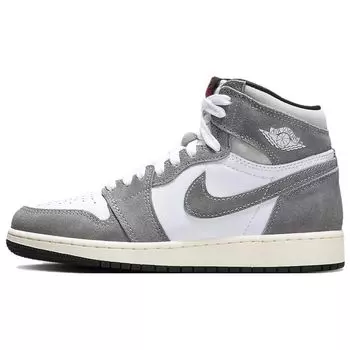 Детские кроссовки Air Jordan 1 Retro High OG GS Washed Black Серые огненно-красные светло-дымчато-серые FD1437-051 36.5