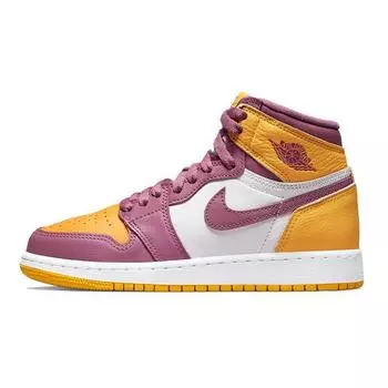 Детские кроссовки Air Jordan 1 Retro High OG GS Brotherhood Gold University-Gold Light-Bordeaux 575441-706 36.5