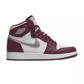 Детские кроссовки Air Jordan 1 Retro High OG GS Bordeaux Красный Белый Металлик-Серебристый 575441-611 40