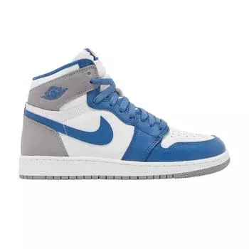 Детские кроссовки Air Jordan 1 Retro High OG GS True Blue Белый цементно-серый FD1437-410 35.5