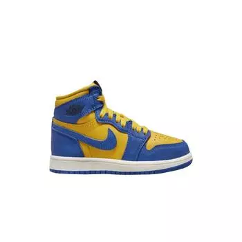 Детские кроссовки Air Jordan 1 Retro High OG TD Reverse Laney желтые Varsity-Maize Game-Royal FD2598-700 23.5