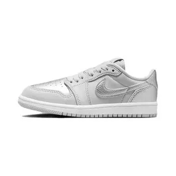 Детские кроссовки Air Jordan 1 Retro Low OG PS Metallic Silver Серый нейтрально-серый белый FQ5436-002