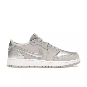 Детские кроссовки Air Jordan 1 Retro Low OG GS Metallic Silver Серые нейтрально-серые белые CZ0858-002 36