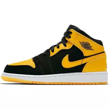 Детские кроссовки Air Jordan 1 Retro Mid GS New Love 2017 Желтый Черный Varsity-Maize-White 554725-035