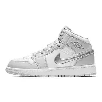 Детские кроссовки Air Jordan 1 Retro Mid GS Grey Fog Deadly-Pink 555112-012