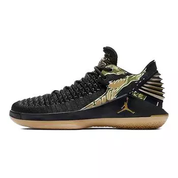 Детские кроссовки Air Jordan 32 Low GS Camo Черный металлик-золотой белый AA1257-021