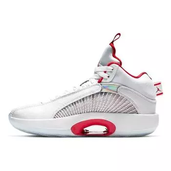 Детские кроссовки Air Jordan 35 GS White Fire Red, серебристый металлик CQ9433-100 36.5