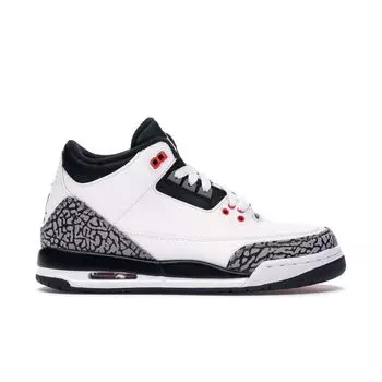 Детские кроссовки Air Jordan 3 Retro BG Infrared 23 Белый белый black-wlf-grey-infrrd-23 398614-123