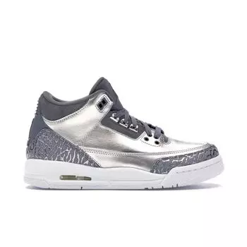 Детские кроссовки Air Jordan 3 Retro Premium HC GG Chrome серебристый холодный-серый-белый-металлик-серебристый AA1243-020