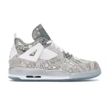 Детские кроссовки Air Jordan 4 Retro BG 30th Anniversary Laser Белый хром металлик-серебро 705334-105