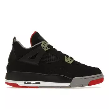 Детские кроссовки Air Jordan 4 Retro GS Bred 2012 Черный цементно-серый огненно-красный 408452-089