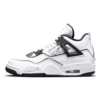Детские кроссовки Air Jordan 4 Retro GS DIY Белый Черный Volt DC4101-100 36