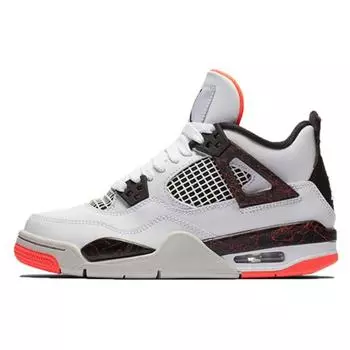 Детские кроссовки Air Jordan 4 Retro GS Pale Citron Белый Черный Ярко-Малиновый 408452-116