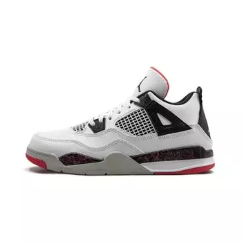 Детские кроссовки Air Jordan 4 Retro PS Pale Citron Белый Черный Ярко-Малиновый BQ7669-116