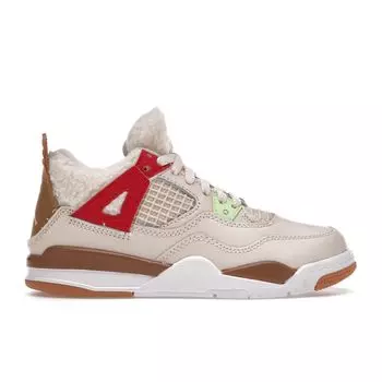 Детские кроссовки Air Jordan 4 Retro PS Wild Things кремового цвета с парусом, университетский красный DH0573-264 29.5