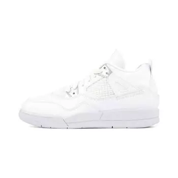 Детские кроссовки Air Jordan 4 Retro PS Pure Money 2017 White Metallic-Silver Pure-Platinum 308499-100