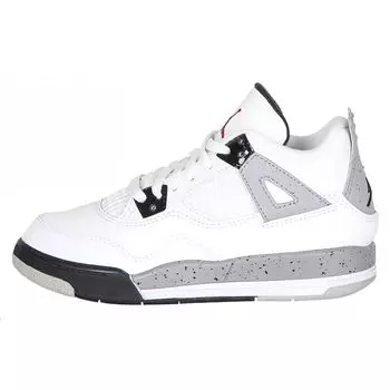 Детские кроссовки Air Jordan 4 Retro PS White Cement 2016 Огненно-красный черный металлик-серебро 308499-104