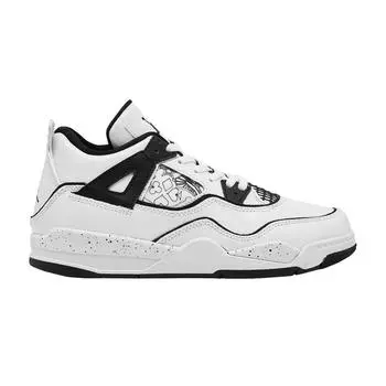Детские кроссовки Air Jordan 4 Retro PS DIY Белый Черный Volt DC4100-100 29.5