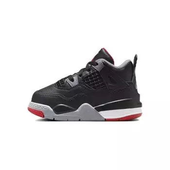 Детские кроссовки Air Jordan 4 Retro TD Bred Reimagined Black Fire-Red Cement-Grey BQ7670-006