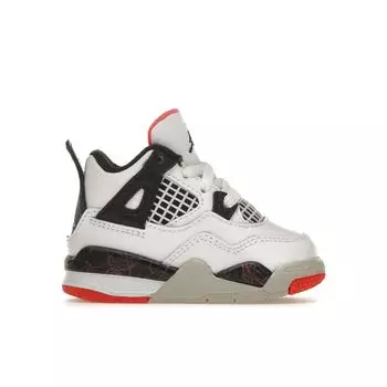 Детские кроссовки Air Jordan 4 Retro TD Pale Citron Белый Черный Ярко-Малиновый BQ7670-116