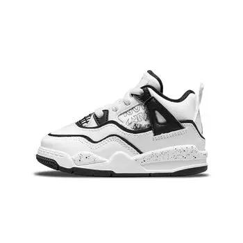 Детские кроссовки Air Jordan 4 Retro TD DIY Белый Черный Volt DC4102-100 21