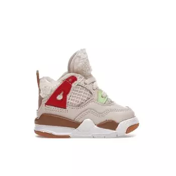 Детские кроссовки Air Jordan 4 Retro TD Wild Things кремового цвета с парусом, университетский красный DH0571-264 23.5