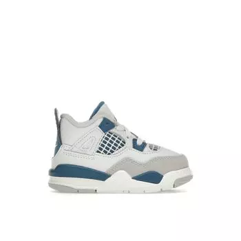 Детские кроссовки Air Jordan 4 Retro TD Military Blue 2024 Бело-белые Нейтрально-серые BQ7670-141 27
