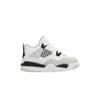 Детские кроссовки Air Jordan 4 Retro TD в стиле милитари, черные, белые, нейтрально-серые, BQ7670-111