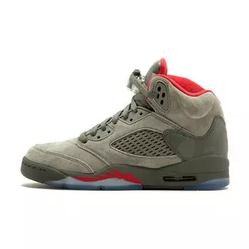 Детские кроссовки Air Jordan 5 Retro GS Camo Серые Dark-Stucco University-Red-River-Rock 440888-051