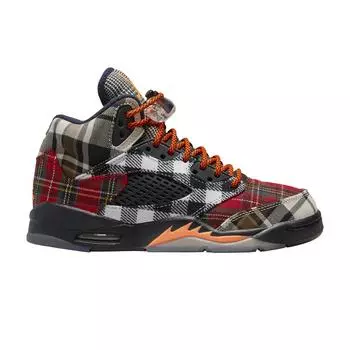 Детские кроссовки Air Jordan 5 Retro GS в клетку разноцветные, черные, полностью оранжевые FD4814-008 36