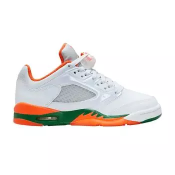 Детские кроссовки Air Jordan 5 Retro Low GS Hurricanes серо-футбольно-серые бриллиантово-оранжевые FQ1293-018 36