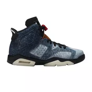 Детские кроссовки Air Jordan 6 Retro GS Washed Denim Blue Sail Varsity-Red CV5489-401