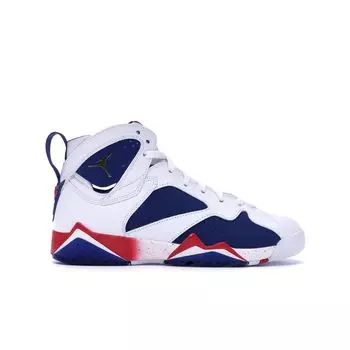 Детские кроссовки Air Jordan 7 Retro BG Tinker Alternate White Metallic-Gold-Coin-Deep-Royal-Blue-Fire-Red-Lite-Iron-Ore 304774-123