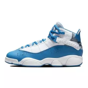 Детские кроссовки Air Jordan Jordan 6 Rings GS Bleached Denim белые голландско-синие DM8956-100 36