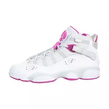 Детские кроссовки Air Jordan Jordan 6 Rings GS Platinum Fuchsia Серые Pure-Platinum Fuchsia-Blast 323399-011