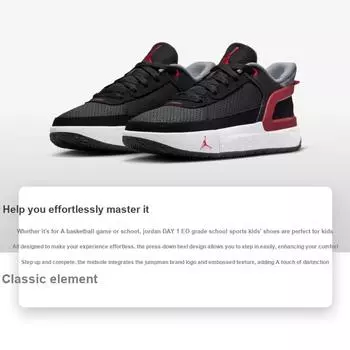 Детские кроссовки Air Jordan Jordan Day 1 EasyOn GS Bred черный холодный-серый белый FQ1306-006 34