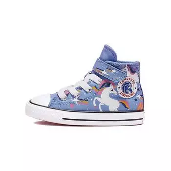 Детские кроссовки Converse Chuck Taylor All Star High на липучке TD Unicons Синий Голубой Черный 765473C 22