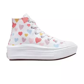 Детские кроссовки Converse Chuck Taylor All Star Move High PS Always On Hearts Белый Розовый-Соль 371590C 35