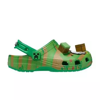 Детские кроссовки Crocs Minecraft x Classic Clog Kids Grass Block, зеленые мульти 208473-90H 38-39