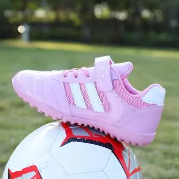 Детские кроссовки, детские футбольные бутсы для мальчиков и девочек, студенческие бутсы, тренировочные футбольные бутсы с короткими шипами, нескользящие детские футбольные бутсы 30 белый