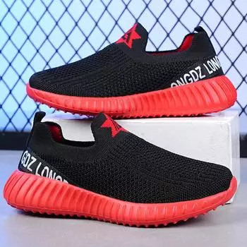 Детские кроссовки для бега, обувь для мальчиков, сетчатая, дышащая, противоскользящая, легкая, для ходьбы, тенниса, мягкая подошва, обувь для девочек 27 красный